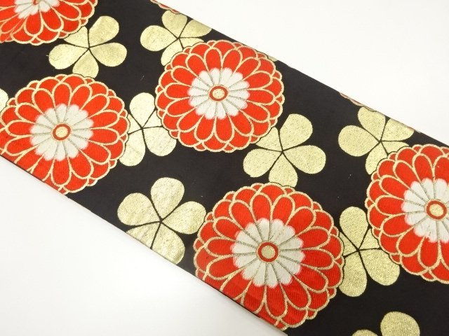 JAPANESE KIMONO / ANTIQUE CHRYSANTHEMUM PATTERN WOVEN CHILDRENS OBI (M